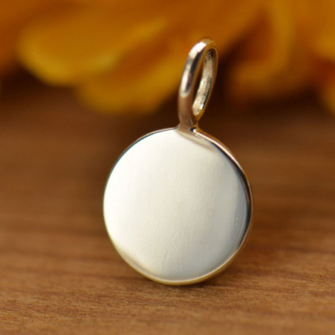 Sterling Silver Round Stamping Blank Charm 13x8mm