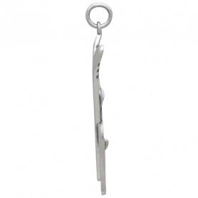 Sterling Silver Skis Pendant Side View