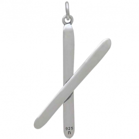 Sterling Silver Skis Pendant Back View