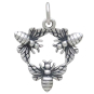 Sterling Silver Triple Bee Charm Front View