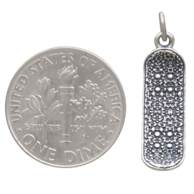 Sterling Silver Skateboard Charm with Dime