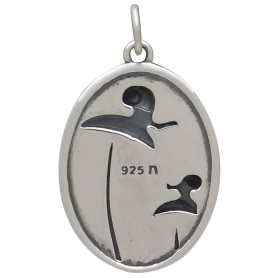 Sterling Silver Two Snails and Mushrooms Charm Back View