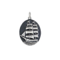 Nina Designs Sterling Silver Pirate Ship Pendant 27x18mm
