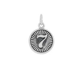 Sterling Silver Lucky 7 Coin Charm 17x11mm