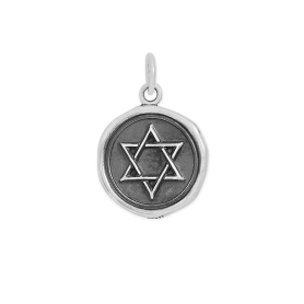 Sterling Silver Wax Seal Star of David Charm 20x13mm