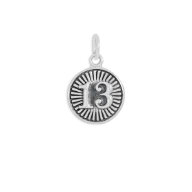 Sterling Silver Lucky 13 Coin Charm 17x11mm