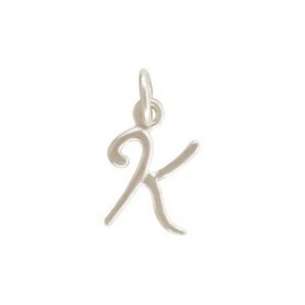 Sterling Silver Initial Charm Letter K 15x7mm
