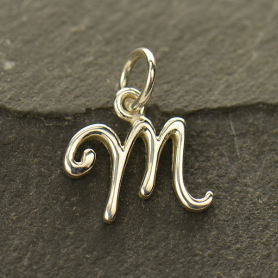 Sterling Silver Initial Charm Letter M 14x13mm
