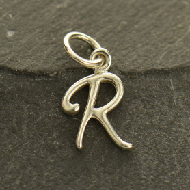 Sterling Silver Initial Charm Letter R 15x8mm
