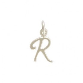 Sterling Silver Initial Charm Letter R 15x8mm