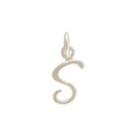 Sterling Silver Initial Charm Letter S 15x6mm
