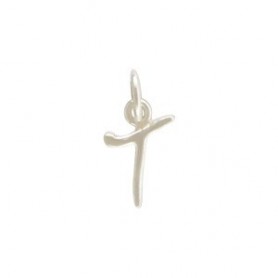 Sterling Silver Initial Charm Letter T 14x6mm
