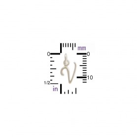 Sterling Silver Initial Charm Letter V 14x7mm