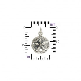 Sterling Silver Sand Dollar Charm - Beach Charm 19x13mm