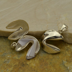 Sterling Silver Fortune Cookie Locket 26x18mm