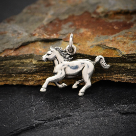 Sterling Silver Realistic Horse Charm 16x18mm
