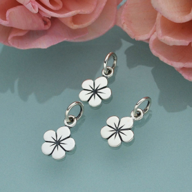 Sterling Silver Tiny Flower Charm 13x7mm