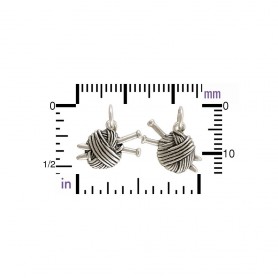 Sterling Silver Ball of Yarn Charm - Hobby Charms 14x14mm