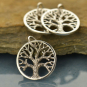 Sterling Silver Textured Tree of Life Charm 18x15mm