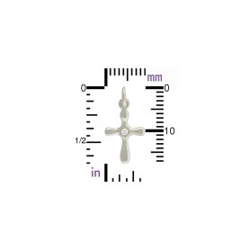 Sterling Silver Cross Charm with Genuine Diamond 19x10mm
