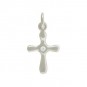 Sterling Silver Cross Charm with Genuine Diamond 19x10mm
