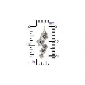 Sterling Silver Cherry Blossoms Charm 23x9mm