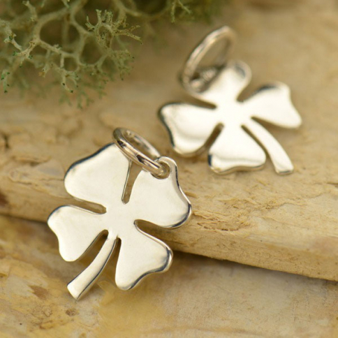 Sterling Silver Medium Four Leaf Clover Charm 15x10mm