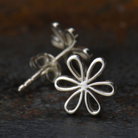 Sterling Silver Stud Earrings - Daisy 10x10mm