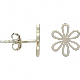 Sterling Silver Stud Earrings - Daisy 10x10mm side