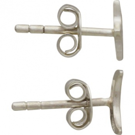 Sterling Silver Stud Earrings - Star and Moon 7x5mm