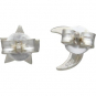 Sterling Silver Stud Earrings - Star and Moon 7x5mm