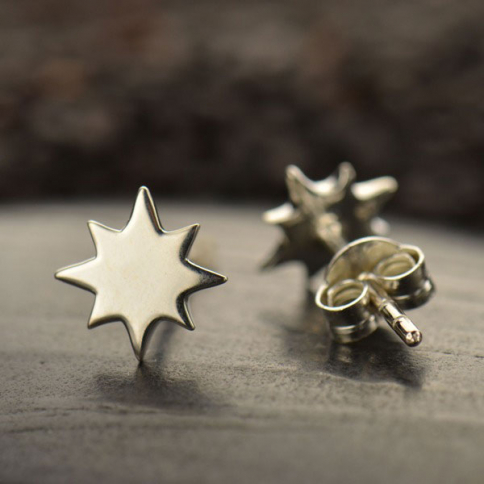 Sterling Silver Stud Earrings - North Star 7x5mm