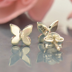Sterling Silver Stud Earrings - Butterfly 6x6mm