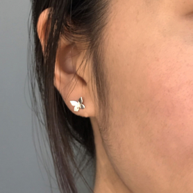 Sterling Silver Stud Earrings - Butterfly 6x6mm