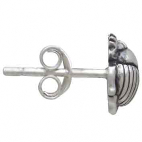 Sterling Silver Scarab Post Earrings 8x7mm