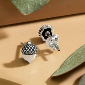 Sterling Silver Acorn Post Earrings 8x5mm