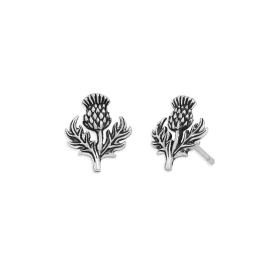 Sterling Silver Dimensional Thistle Post Earrings 13x11mm