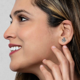 Nina Designs Sterling Silver Dimensional Thistle Post Earrings on model