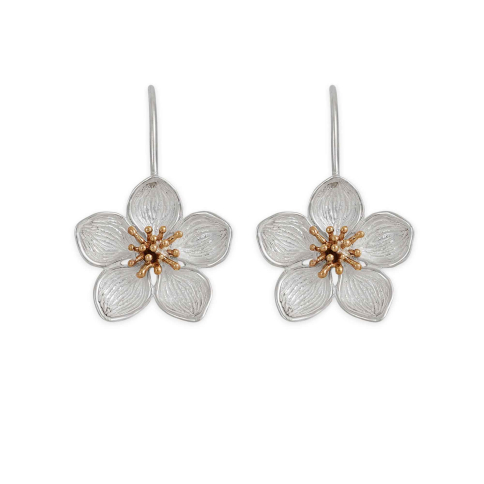 Nina Designs Mixed Metal Dimensional Cherry Blossom Hook Earrings