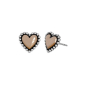 Mixed Metal Puffy Heart Post Earrings Granulated Trim 10x11
