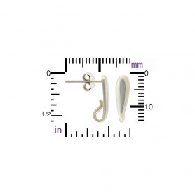 Silver Stud Earring - Teardrop with Loop 14x4mm