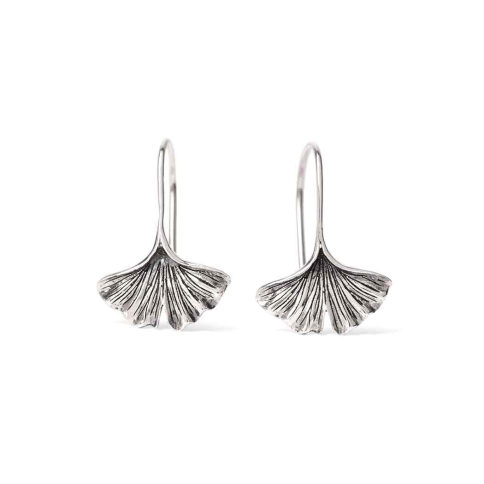 Nina Designs Sterling Silver Ginkgo Leaf Earrings