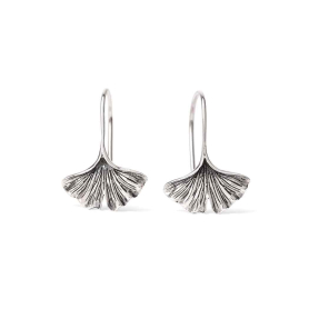 Sterling Silver Ginkgo Leaf Earrings 22x14mm