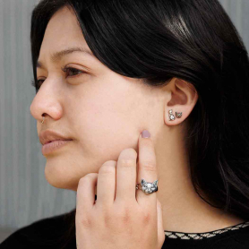 Sterling Silver Cat Post Earrings