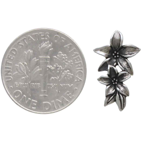 Sterling Silver Flower and Leaves Post Earrings with Dime