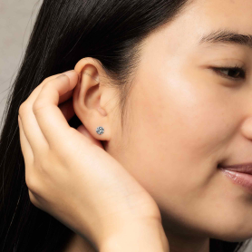 Sterling Silver Pentacle Post Earrings 5x5mm on model