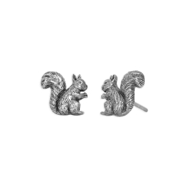 Sterling Silver Squirrel Post Earrings 10x11mm