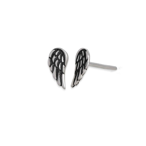 Sterling Silver Angel Wing Post Earrings 4x8mm