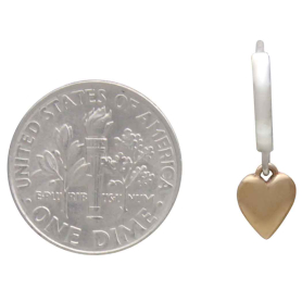 Silver Huggie Hoop with Bronze Heart Dangle with Dime