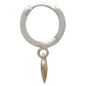 Silver Huggie Hoop with Bronze Heart Dangle Side View